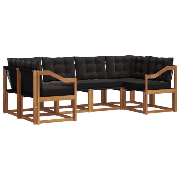vidaXL Zestaw sof na zewnątrz z poduszką 6 pcs Naturalny i czarny