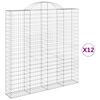 vidaXL Kosze gabionowe, 12 szt, 200x30x200/220cm, galwanizowane żelazo