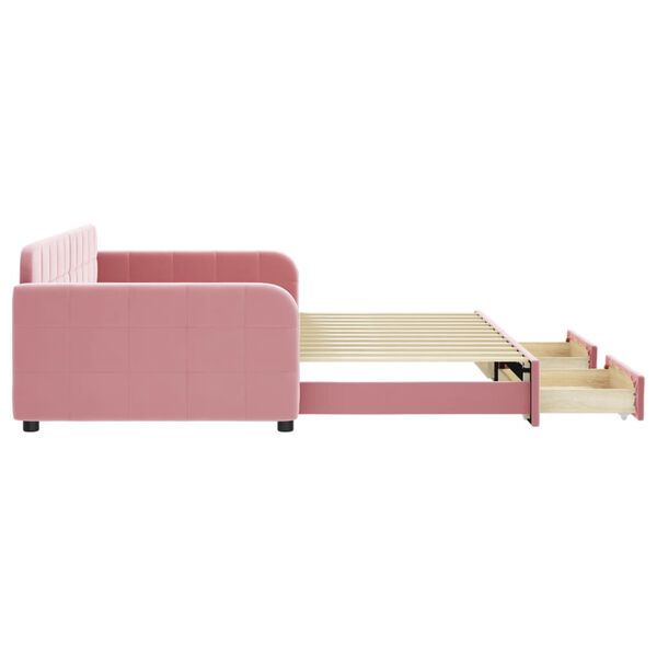 vidaXL Sofa rozsuwana z szufladami, r&oacute;żowa, 100x200 cm, aksamit