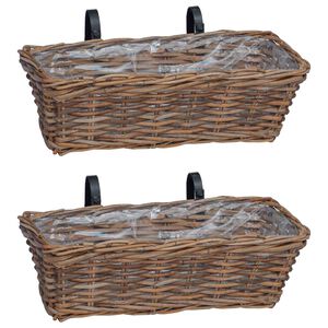 vidaXL Hanging Planter Kosz 2 pcs Brązowy 48 x 22 x 15 cm Rattan Lacak