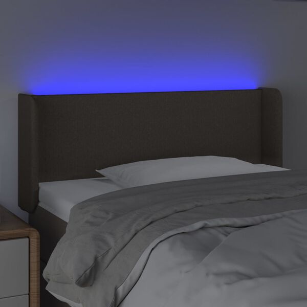 vidaXL Zagł&oacute;wek do ł&oacute;żka z LED, taupe, 93x16x78/88 cm, tkanina