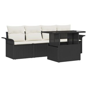 vidaXL Zestaw Sof na Ogr&oacute;d 5 szt. Czarny [Syntetyczny]: Rattan poli