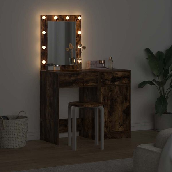 vidaXL Toaletka 2 pcs Brązowy 50 x 41 x 135 cm Materiał drewnopochodny