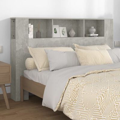 vidaXL Wezgłowie łóżka z półkami, szarość betonu, 160x18,5x104,5 cm