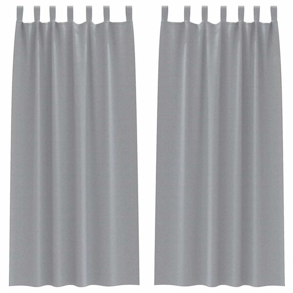 vidaXL Firany blackout z k&oacute;łkami 2 pcs Jasnoszary 245 x 140 cm