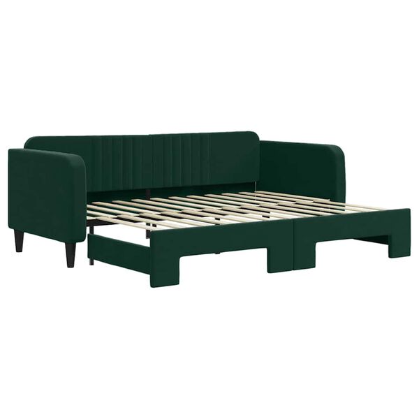 vidaXL Sofa rozsuwana, ciemnozielona, 90x200 cm, aksamit