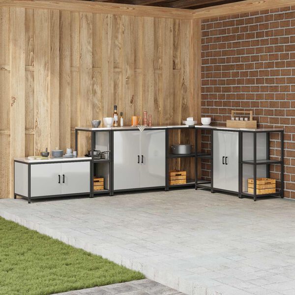 vidaXL Przechowywanie w kuchni z p&oacute;łką Srebrny 30 x 50 x 92 cm Stal