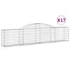 vidaXL Kosze gabionowe, 17 szt., 300x30x60/80 cm, galwanizowane żelazo