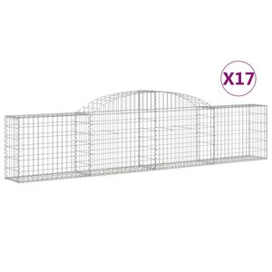 vidaXL Kosze gabionowe, 17 szt., 300x30x60/80 cm, galwanizowane żelazo