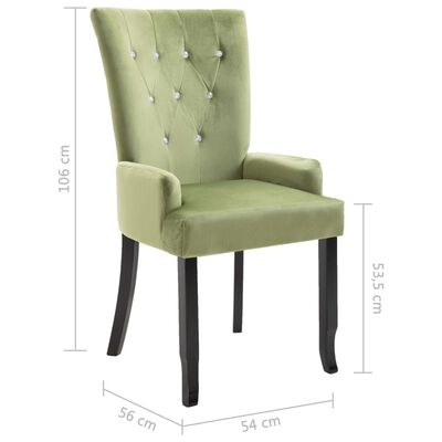 vidaXL Krzesła z podłokietnikami, 2 szt., jasnozielone, aksamitne