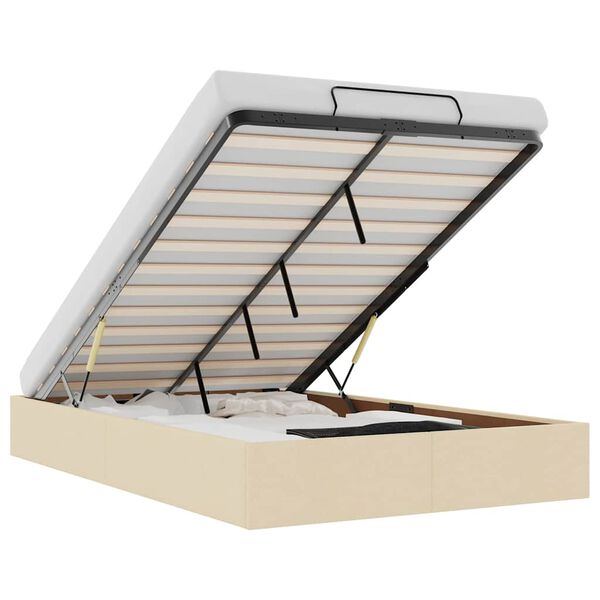 vidaXL Rama ł&oacute;żka otomana bez materaca, kremowa, 120x190 cm, tkanina