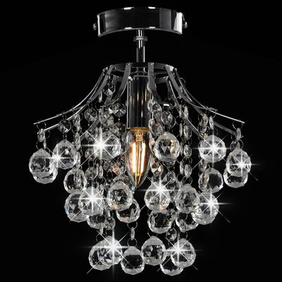 vidaXL Lampa sufitowa z kryształkami i koralikami, srebrna, E14