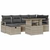vidaXL Zestaw Sof na Ogr&oacute;d z poduszką 7 pcs Jasnoszary Polirattan