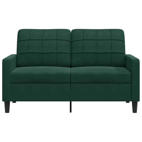 vidaXL Sofa 2-osobowa, ciemnozielona, 120 cm, tapicerowana aksamitem