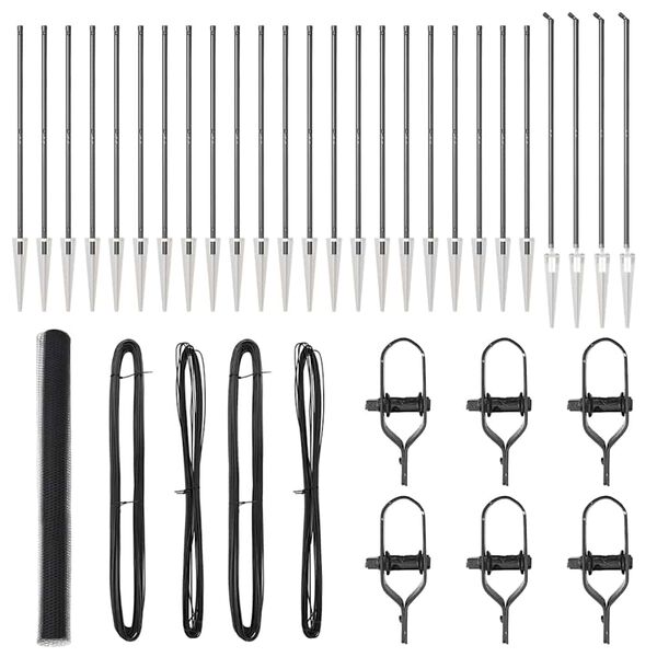 vidaXL Słupek ogrodzeniowy. Szary 50 x 1,6 m (12 mm siatka) Stal i PVC