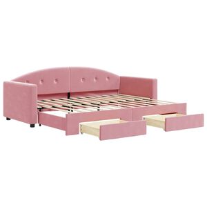 vidaXL Sofa rozsuwana z szufladami, r&oacute;żowa, 80x200 cm, aksamit