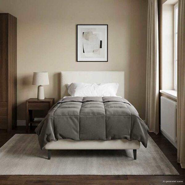 vidaXL Letni Kołdra Kwiłtowany Jasnoszary 135 x 200 cm Mikrofibra