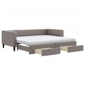 vidaXL Sofa rozsuwana z szufladami, taupe, 90x200 cm, tkanina