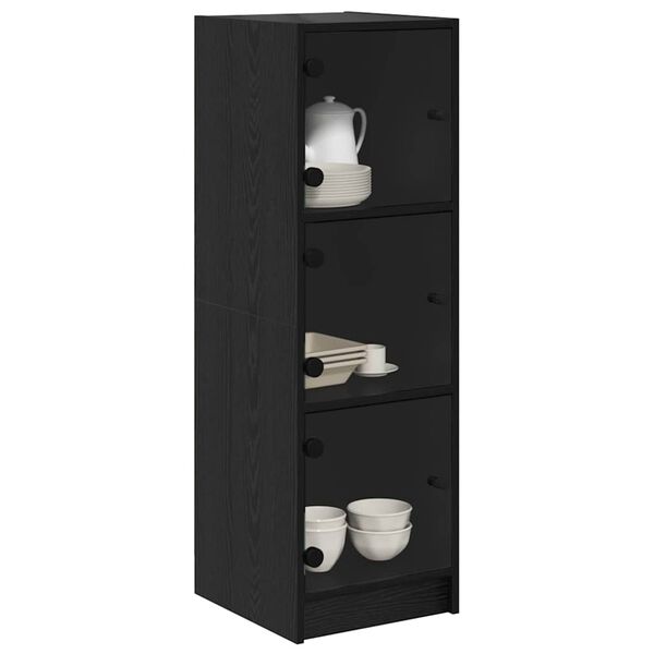vidaXL Highboard Czarny Dąb 35 x 37 x 109 cm Materiał drewnopochodny