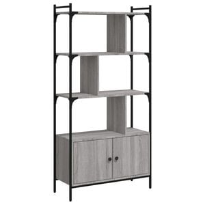 vidaXL Biblioteczka z drzwiczkami, szary dąb sonoma, 76,5x30x154,5 cm