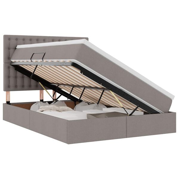 vidaXL Ł&oacute;żko z miejscem na przechowywanie i LED Ciemnoszary Poliester