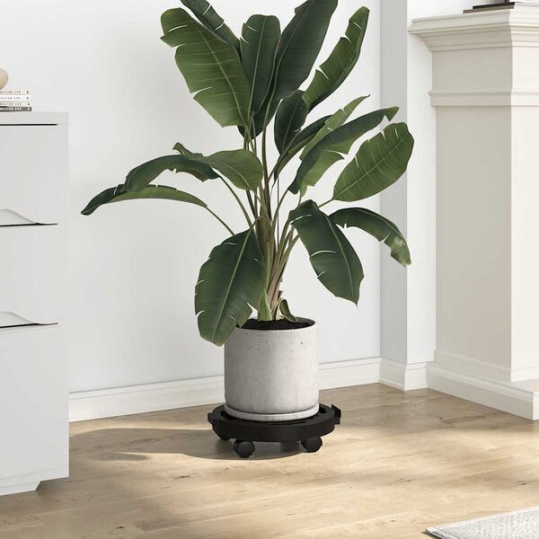 vidaXL Podstawki pod donicę, z k&oacute;łkami, 5 szt., 30 cm, czarne, 170 kg