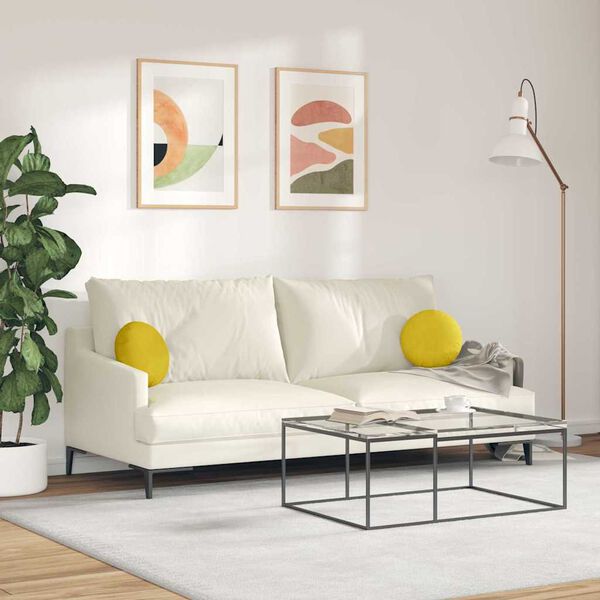 vidaXL Poduszki na siedziska 2 pcs Ż&oacute;łty &Oslash; 40 x 13 cm Aksamit