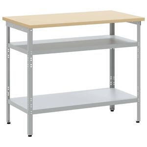 vidaXL St&oacute;ł roboczy z p&oacute;łką Szary i beżowy 100 x 55 x 85 cm Stal