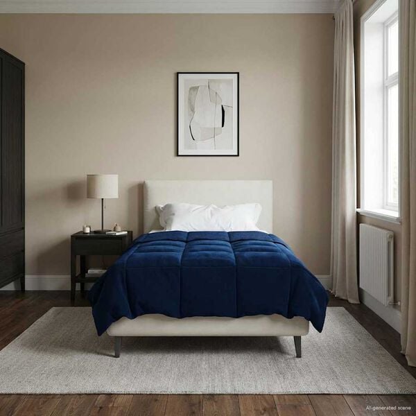 vidaXL Kołdra na cały rok Ciemnoniebieski 135 x 220 cm Mikrofibra