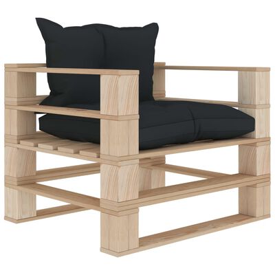 vidaXL Ogrodowe siedzisko z palet z antracytowymi poduszkami, drewno