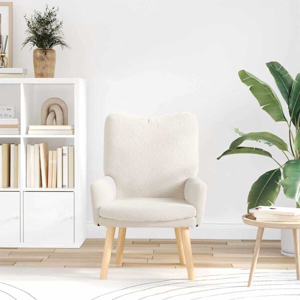 vidaXL fotel Kremowy 63 x 67 x 94 cm Tkanina owcza i sklejka