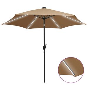 vidaXL Parasol ogrodowy z LED i aluminiowym słupkiem, 300 cm, taupe