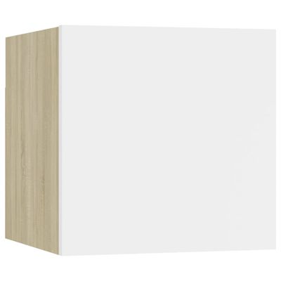 vidaXL Szafka nocna, biel i dąb sonoma, 30,5x30x30 cm, płyta wiórowa