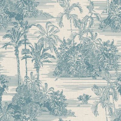 DUTCH WALLCOVERINGS Tapeta Tropical, beżowo-jasnoniebieska
