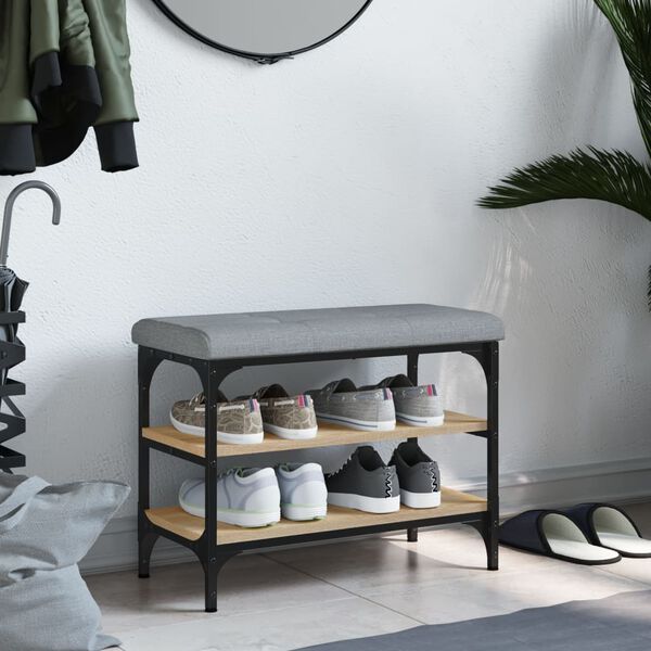 vidaXL Ławka na buty, dąb sonoma, 62x32x47 cm, materiał drewnopochodny