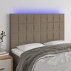 vidaXL Zagł&oacute;wek do ł&oacute;żka z LED, taupe, 144x5x118/128 cm, tkanina