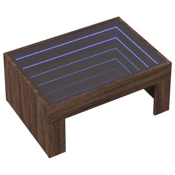 vidaXL Stolik kawowy z LED Infinity, brązowy dąb, 70x50x30 cm