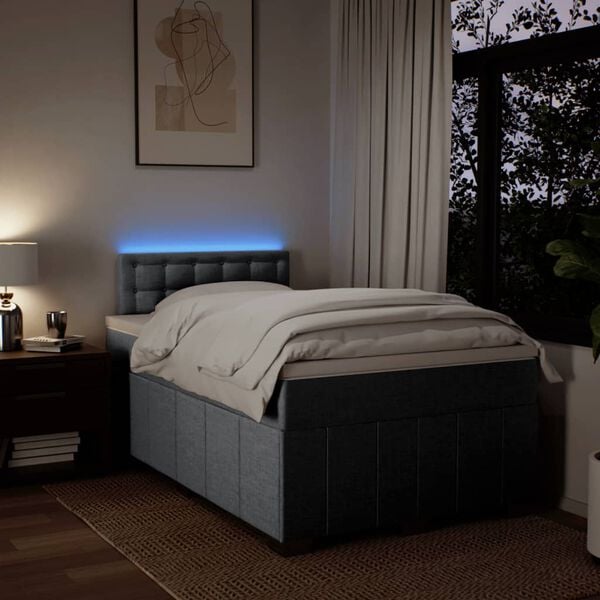 vidaXL Ł&oacute;żko kontynentalne z materacem, jasnoszare, 120x190 cm tkanina