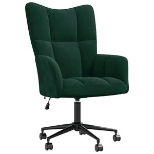 vidaXL Fotel, ciemnozielony, obity aksamitem
