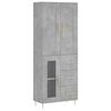 vidaXL Witrynka, szarość betonu 69,5x34x180 cm materiał drewnopochodny