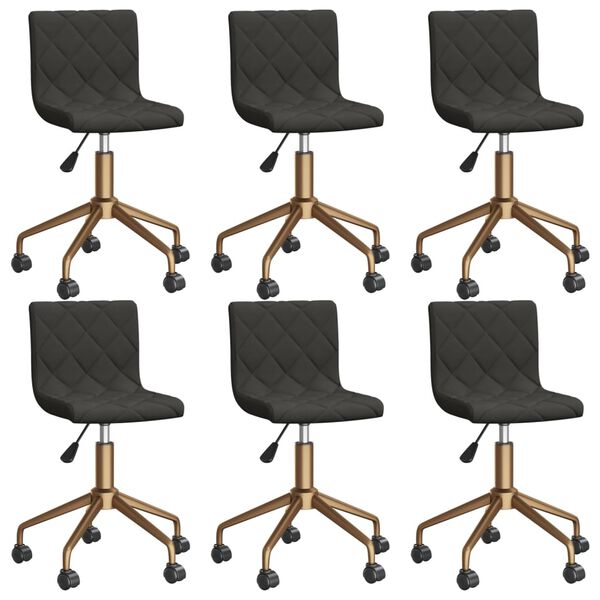 vidaXL Obrotowe krzesła stołowe, 6 szt., ciemnoszare, aksamitne