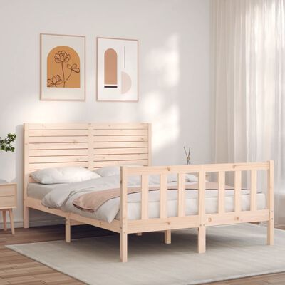 vidaXL Rama łóżka z wezgłowiem, 4FT, mała podwójna, lite drewno