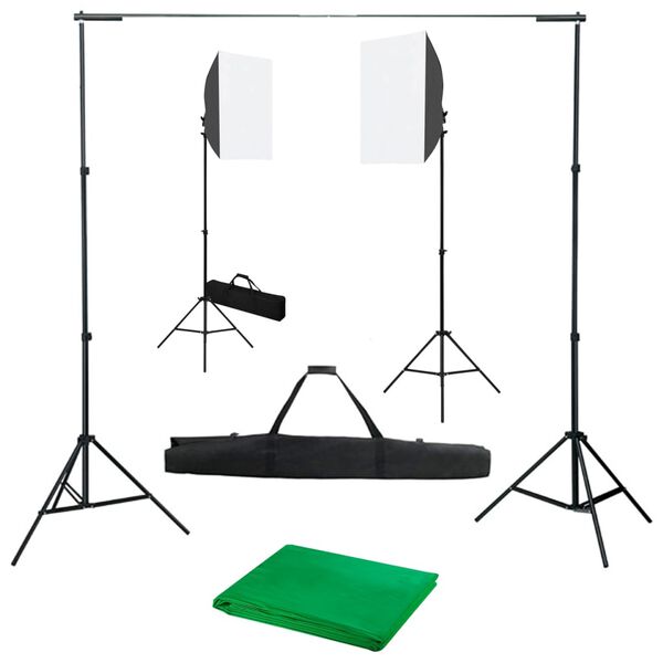 vidaXL Fotograficzny zestaw studyjny z lampami softbox i tłem