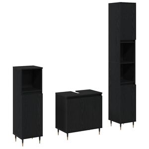 vidaXL Zestaw mebli łazienkowych 3 pcs Czarny Dąb 30 x 30 x 190 cm