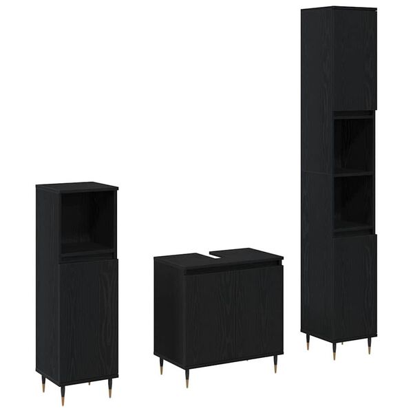vidaXL Zestaw mebli łazienkowych 3 pcs Czarny Dąb 30 x 30 x 190 cm