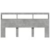 vidaXL Zagł&oacute;wek z p&oacute;łkami i LED, szarość betonu, 200x17x102 cm