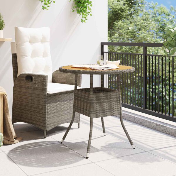 vidaXL St&oacute;ł Na Kolację Szary i Akacja 70 x 70 x 73 cm