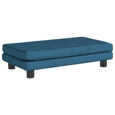 vidaXL Sofa dziecięca z podnóżkiem, niebieska, 100x50x30 cm, aksamit
