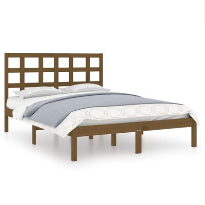 vidaXL Rama łóżka, miodowy brąz, lite drewno, 140x200 cm
