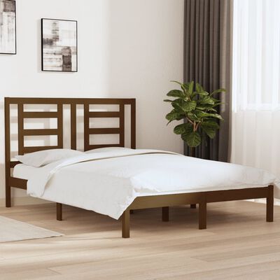 vidaXL Rama łóżka, miodowy brąz, lite drewno sosnowe, 140x200 cm